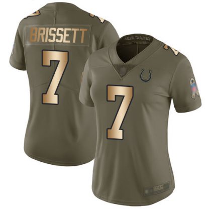 Nike Indianapolis Colts #7 Jacoby Brissett Olive/Gold Women's Stitched NFL Limited 2017 Salute to Service Jersey