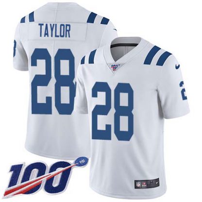 Nike Indianapolis Colts #28 Jonathan Taylor White Men's Stitched NFL 100th Season Vapor Untouchable Limited Jersey