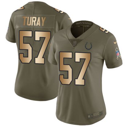 Nike Indianapolis Colts #57 Kemoko Turay Olive/Gold Women's Stitched NFL Limited 2017 Salute to Service Jersey