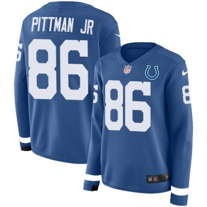 Nike Indianapolis Colts #86 Michael Pittman Jr. Royal Blue Team Color Women's Stitched NFL Limited Therma Long Sleeve Jersey