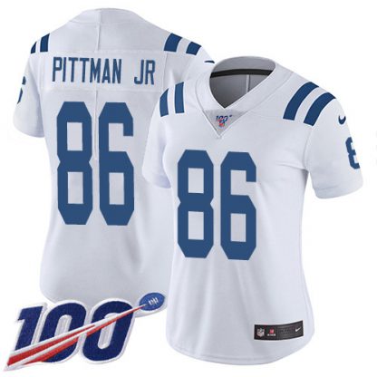 Nike Indianapolis Colts #86 Michael Pittman Jr. White Women's Stitched NFL 100th Season Vapor Untouchable Limited Jersey