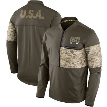 Men's Indianapolis Indianapolis Colts Nike Olive Salute to Service Sideline Hybrid Half-Zip Pullover Jacket