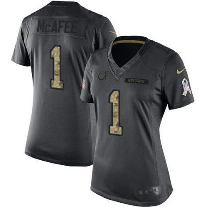 Nike Indianapolis Colts #1 Pat McAfee Black Women's Stitched NFL Limited 2016 Salute to Service Jersey