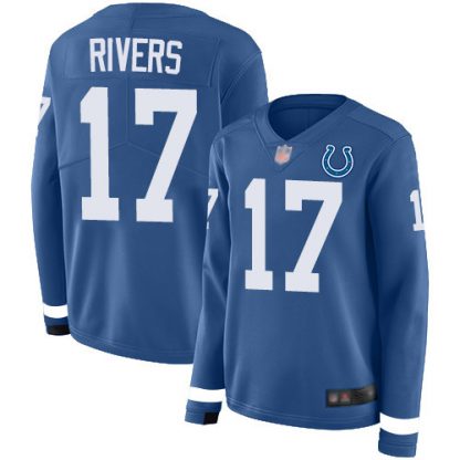 Nike Indianapolis Colts #17 Philip Rivers Royal Blue Team Color Women's Stitched NFL Limited Therma Long Sleeve Jersey