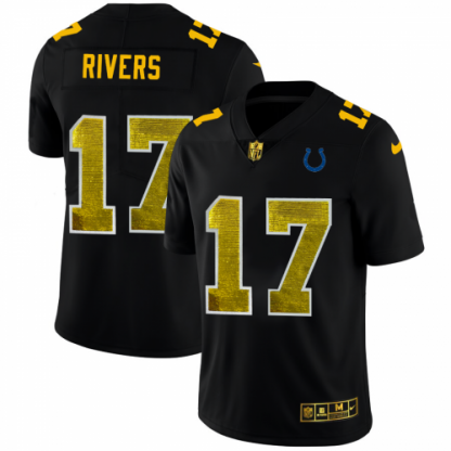 Indianapolis Indianapolis Colts #17 Philip Rivers Men's Black Nike Golden Sequin Vapor Limited NFL Jersey