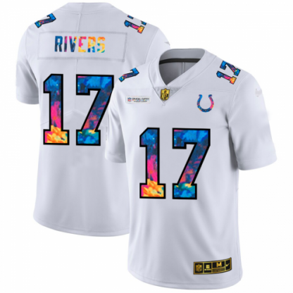Indianapolis Indianapolis Colts #17 Philip Rivers Men's White Nike Multi-Color 2020 NFL Crucial Catch Limited NFL Jersey