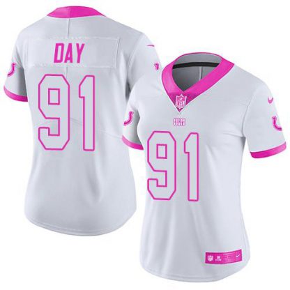 Nike Indianapolis Colts #91 Sheldon Day White/Pink Women's Stitched NFL Limited Rush Fashion Jersey
