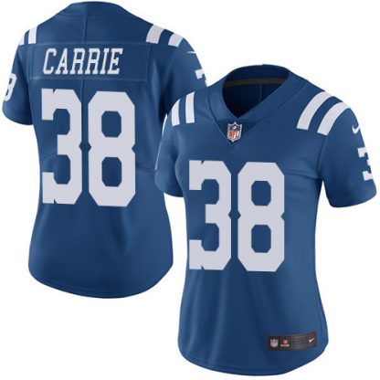 Nike Indianapolis Colts #38 T.J. Carrie Royal Blue Women's Stitched NFL Limited Rush Jersey