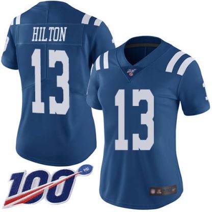 Nike Indianapolis Colts #13 T.Y. Hilton Royal Blue Women's Stitched NFL Limited Rush 100th Season Jersey