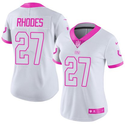 Nike Indianapolis Colts #27 Xavier Rhodes White/Pink Women's Stitched NFL Limited Rush Fashion Jersey