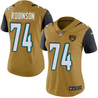 Nike Jacksonville Jaguars #74 Cam Robinson Gold Women's Stitched NFL Limited Rush Jersey