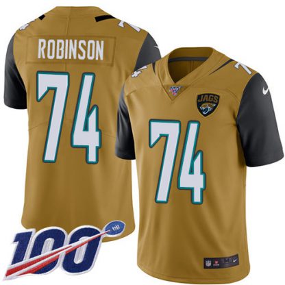 Nike Jacksonville Jaguars #74 Cam Robinson Gold Men's Stitched NFL Limited Rush 100th Season Jersey