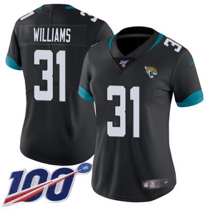 Nike Jacksonville Jaguars #31 Darious Williams Black Team Color Women's Stitched NFL 100th Season Vapor Untouchable Limited Jersey