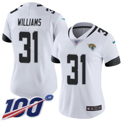 Nike Jacksonville Jaguars #31 Darious Williams White Women's Stitched NFL 100th Season Vapor Untouchable Limited Jersey