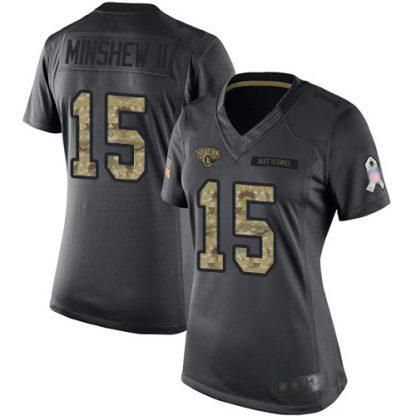 Nike Jacksonville Jaguars #15 Gardner Minshew II Black Women's Stitched NFL Limited 2016 Salute to Service Jersey