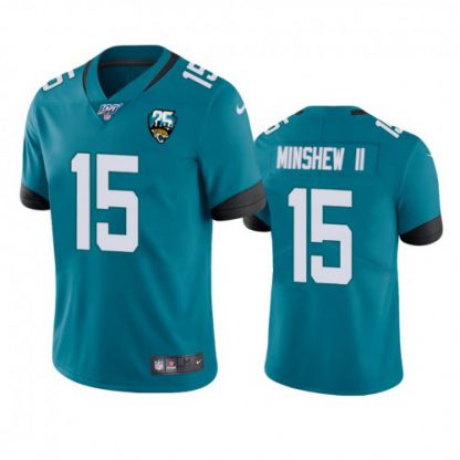 Nike Jacksonville Jaguars #15 Gardner Minshew II Teal 25th Anniversary Vapor Limited Stitched NFL 100th Season Jersey