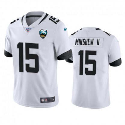 Nike Jacksonville Jaguars #15 Gardner Minshew II White 25th Anniversary Vapor Limited Stitched NFL 100th Season Jersey