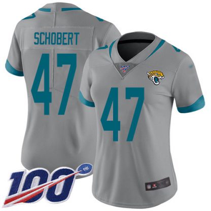 Nike Jacksonville Jaguars #47 Joe Schobert Silver Women's Stitched NFL Limited Inverted Legend 100th Season Jersey