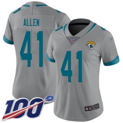 Nike Jacksonville Jaguars #41 Josh Allen Silver Women's Stitched NFL Limited Inverted Legend 100th Season Jersey