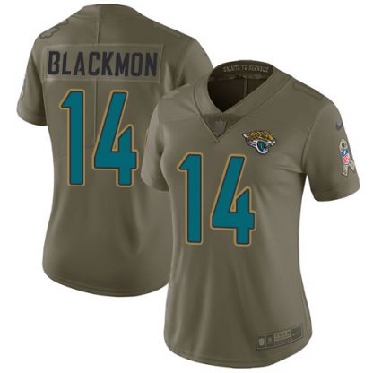Nike Jacksonville Jaguars #14 Justin Blackmon Olive Women's Stitched NFL Limited 2017 Salute to Service Jersey
