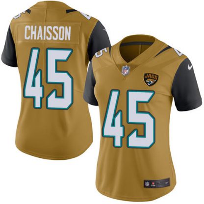 Nike Jacksonville Jaguars #45 K'Lavon Chaisson Gold Women's Stitched NFL Limited Rush Jersey