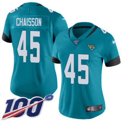 Nike Jacksonville Jaguars #45 K'Lavon Chaisson Teal Green Alternate Women's Stitched NFL 100th Season Vapor Untouchable Limited Jersey