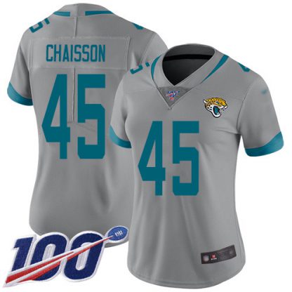 Nike Jacksonville Jaguars #45 K'Lavon Chaisson Silver Women's Stitched NFL Limited Inverted Legend 100th Season Jersey