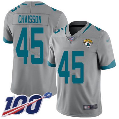 Nike Jacksonville Jaguars #45 K'Lavon Chaisson Silver Men's Stitched NFL Limited Inverted Legend 100th Season Jersey
