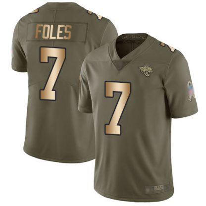 Nike Jacksonville Jaguars #7 Nick Foles Olive/Gold Men's Stitched NFL Limited 2017 Salute To Service Jersey