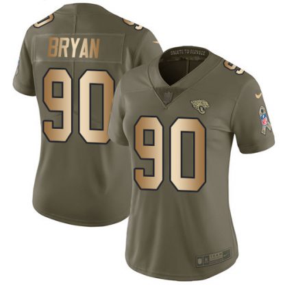 Nike Jacksonville Jaguars #90 Taven Bryan Olive/Gold Women's Stitched NFL Limited 2017 Salute to Service Jersey