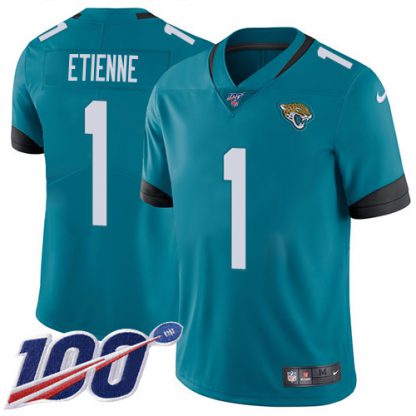 Nike Jacksonville Jaguars #1 Travis Etienne Teal Green Alternate Youth Stitched NFL 100th Season Vapor Limited Jersey