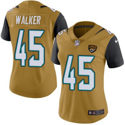 Nike Jacksonville Jaguars #44 Travon Walker Gold Women's Stitched NFL Limited Rush Jersey
