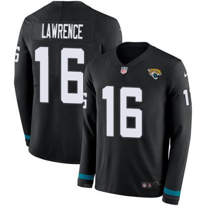 Nike Jacksonville Jaguars #16 Trevor Lawrence Black Team Color Women's Stitched NFL Limited Therma Long Sleeve Jersey