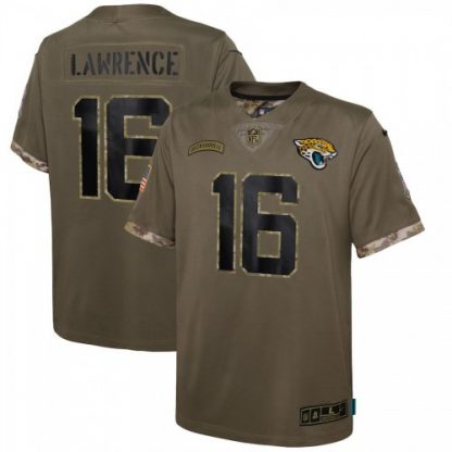 Jacksonville Jacksonville Jaguars #16 Trevor Lawrence Nike Youth 2022 Salute To Service Limited Jersey - Olive