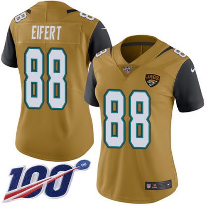 Nike Jacksonville Jaguars #88 Tyler Eifert Gold Women's Stitched NFL Limited Rush 100th Season Jersey