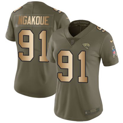 Nike Jacksonville Jaguars #91 Yannick Ngakoue Olive/Gold Women's Stitched NFL Limited 2017 Salute to Service Jersey