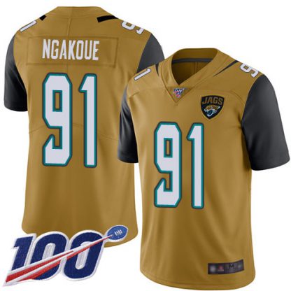 Nike Jacksonville Jaguars #91 Yannick Ngakoue Gold Men's Stitched NFL Limited Rush 100th Season Jersey
