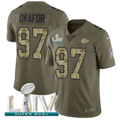 Nike Kansas City Chiefs #97 Alex Okafor Olive/Camo Super Bowl LIV 2020 Youth Stitched NFL Limited 2017 Salute To Service Jersey