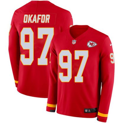 Nike Kansas City Chiefs #97 Alex Okafor Red Team Color Men's Stitched NFL Limited Therma Long Sleeve Jersey