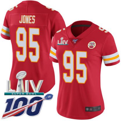 Nike Kansas City Chiefs #95 Chris Jones Red Super Bowl LIV 2020 Team Color Women's Stitched NFL 100th Season Vapor Untouchable Limited Jersey