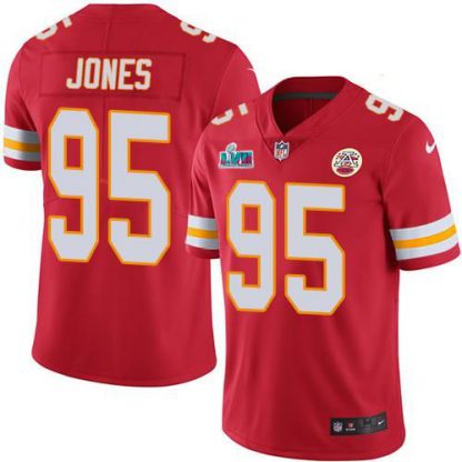 Nike Kansas City Chiefs #95 Chris Jones Red Team Color Super Bowl LVII Patch Youth Stitched NFL Vapor Untouchable Limited Jersey