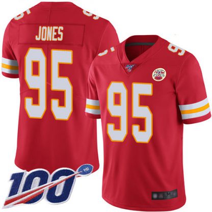 Nike Kansas City Chiefs #95 Chris Jones Red Team Color Men's Stitched NFL 100th Season Vapor Limited Jersey