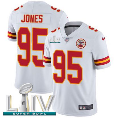 Nike Kansas City Chiefs #95 Chris Jones White Super Bowl LIV 2020 Men's Stitched NFL Vapor Untouchable Limited Jersey