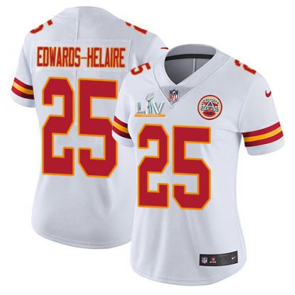 Nike Kansas City Chiefs #25 Clyde Edwards-Helaire White Women's Super Bowl LV Bound Stitched NFL Vapor Untouchable Limited Jersey