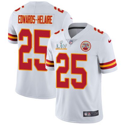 Nike Kansas City Chiefs #25 Clyde Edwards-Helaire White Youth Super Bowl LV Bound Stitched NFL Vapor Untouchable Limited Jersey