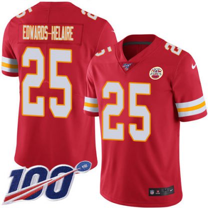 Nike Kansas City Chiefs #25 Clyde Edwards-Helaire Red Team Color Men's Stitched NFL 100th Season Vapor Untouchable Limited Jersey