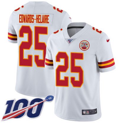 Nike Kansas City Chiefs #25 Clyde Edwards-Helaire White Men's Stitched NFL 100th Season Vapor Untouchable Limited Jersey