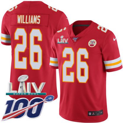 Nike Kansas City Chiefs #26 Damien Williams Red Super Bowl LIV 2020 Team Color Youth Stitched NFL 100th Season Vapor Untouchable Limited Jersey