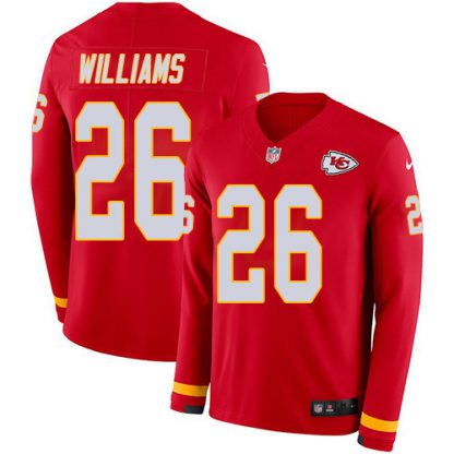 Nike Kansas City Chiefs #26 Damien Williams Red Team Color Men's Stitched NFL Limited Therma Long Sleeve Jersey