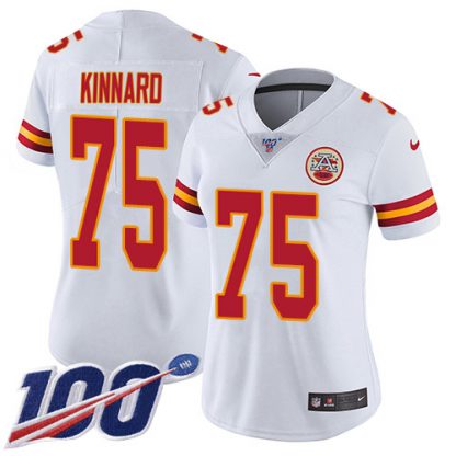 Nike Kansas City Chiefs #75 Darian Kinnard White Women's Stitched NFL 100th Season Vapor Limited Jersey